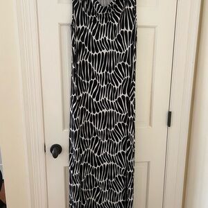 Tommy Bahama XL Black and White Patterned Drape Neck Maxi Dress